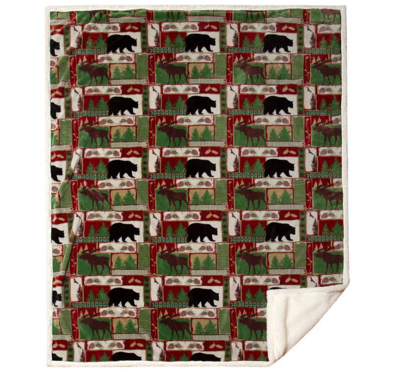 Vintage Holiday Sherpa Throw Blanket