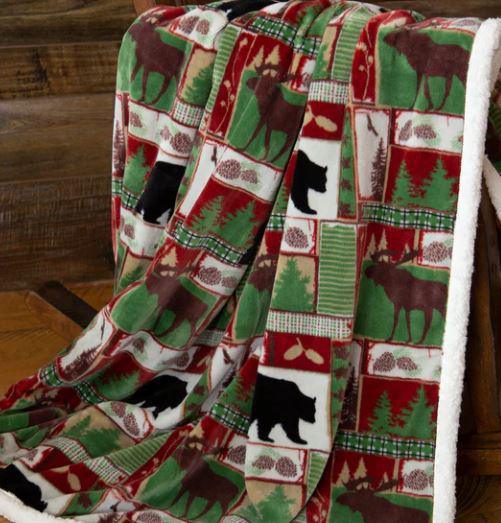 Vintage Holiday Sherpa Throw Blanket