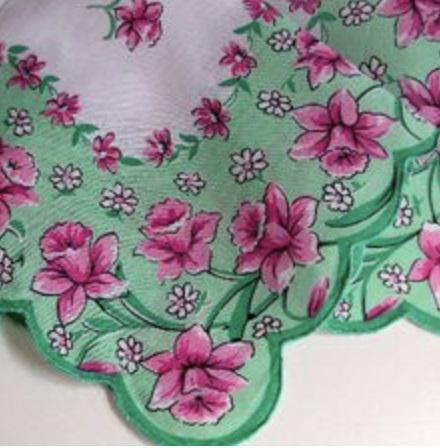 Vintage Inspired Floral Hanky | Cheerful Pink Daffodils