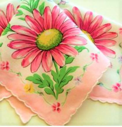 Vintage Inspired Floral Hanky | Cheerful Spring Gerbera Daisy
