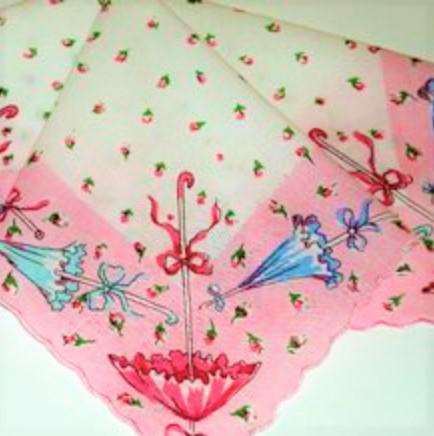 Vintage Inspired Floral Hanky | Fancy Parasols & Pink Rosebuds