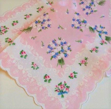 Vintage Inspired Floral Hanky | Forget-Me-Not Bouquets