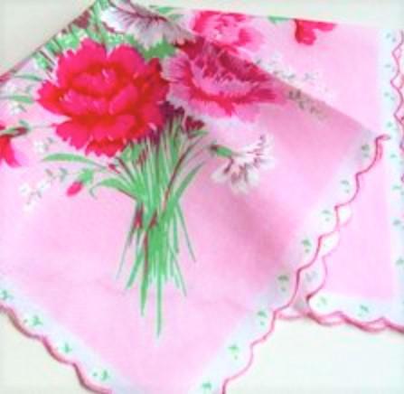 Vintage Inspired Floral Hanky | Glorious Pink Carnations