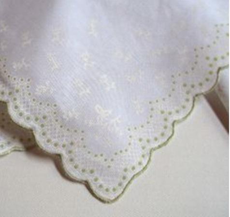 Vintage Inspired Floral Hanky | Lovely Green White Shadow