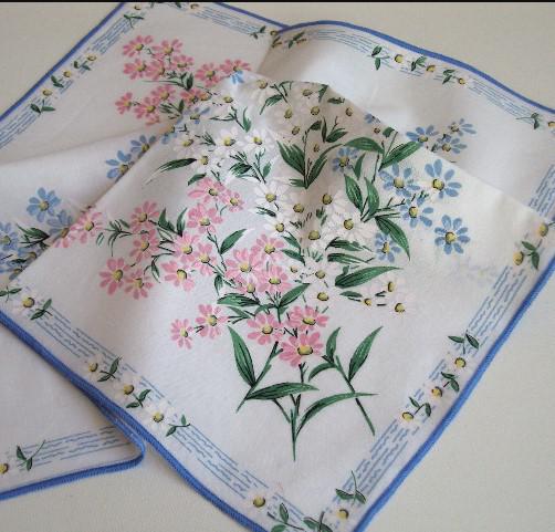 Vintage Inspired Floral Hanky | Lovely Pastel Botanicals