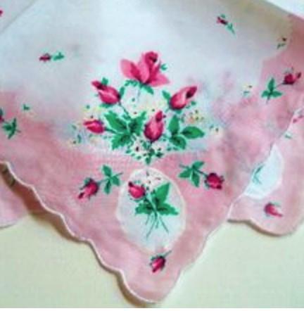 Vintage Inspired Floral Hanky | Pink Cameo Rose