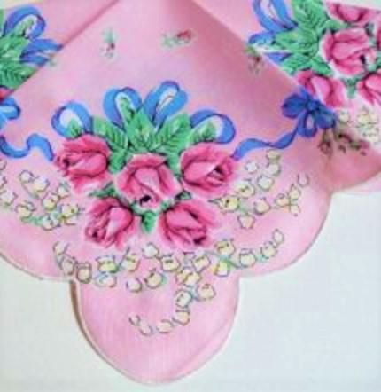 Vintage Inspired Floral Hanky | Pink Rose & Lily of Valley