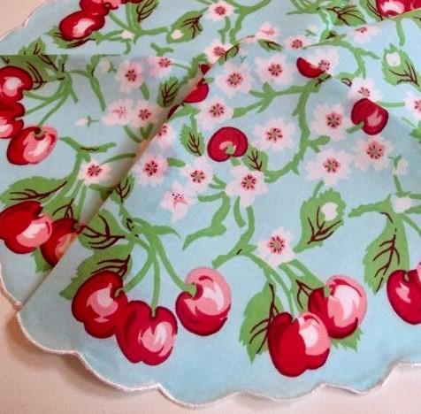 Vintage Inspired Floral Hanky | Round Cherry
