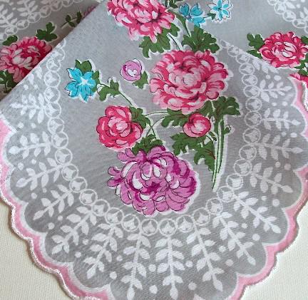 Vintage Inspired Floral Hanky | Shaped Mum Flowers