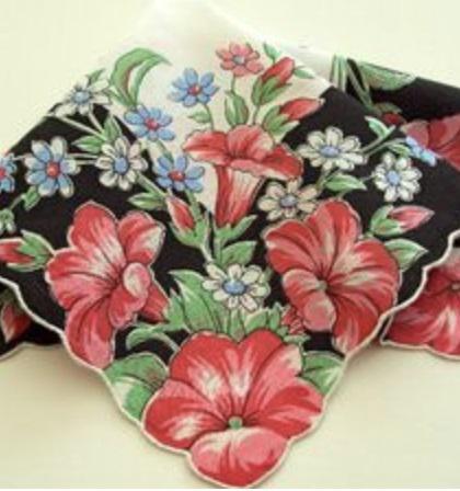 Vintage Inspired Floral Hanky | Sophisticated Graphic Floral