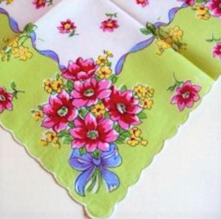Vintage Inspired Floral Hanky | Spring Green Floral