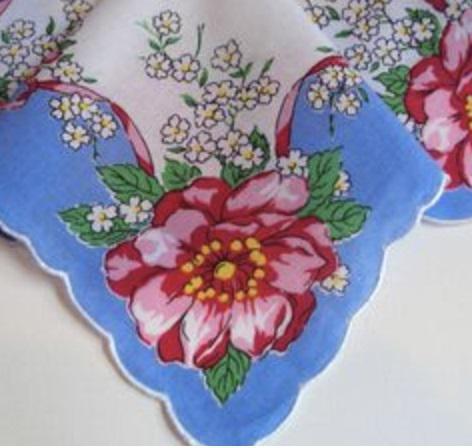 Vintage Inspired Floral Hanky | Vintage Red Dahlia