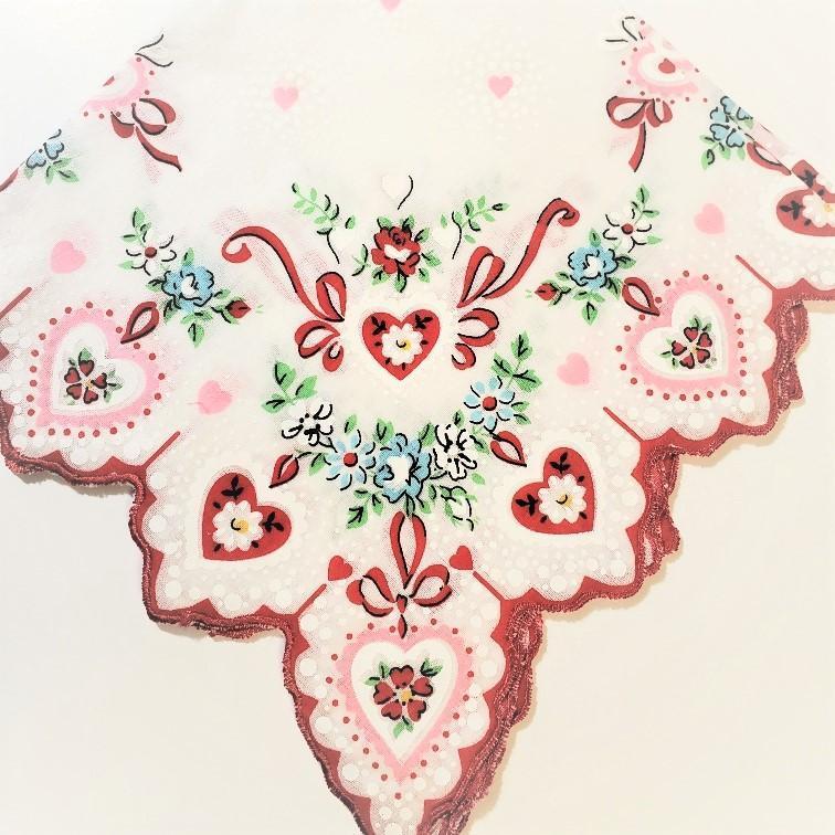 Vintage Inspired Hanky Bouquets & Hearts Handkerchief