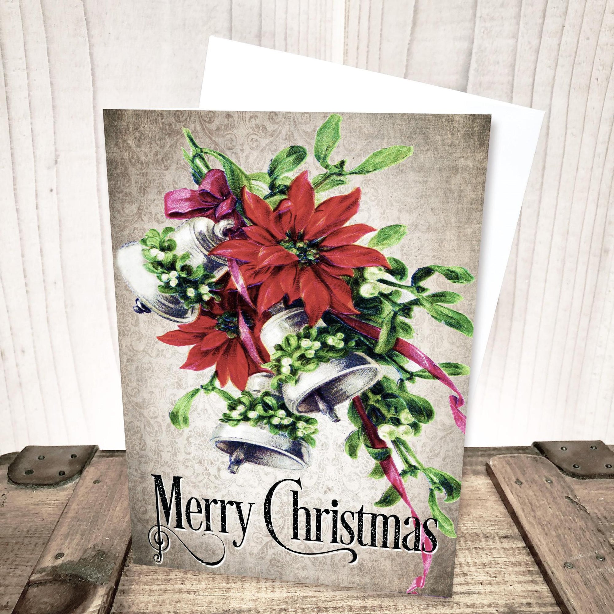 Vintage Poinsettia Merry Christmas Card by Yesterday's Best
