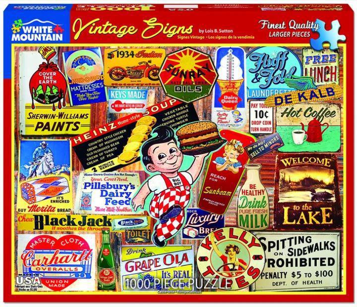 Vintage Signs 1000 Piece Jigsaw Puzzle by White Mountain Puzzle