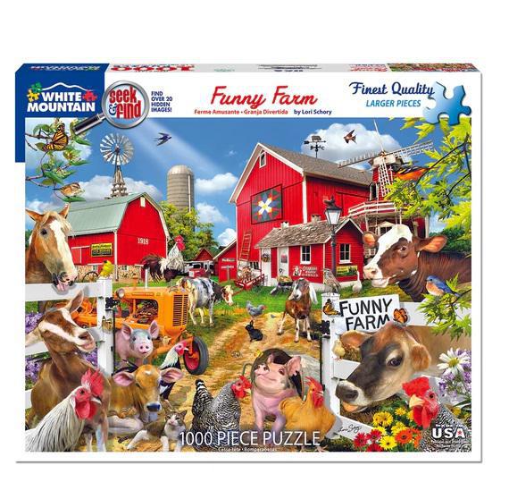 White Mountain Jigsaw Puzzle | Funny Farm - Seek and Find 1000 Piece