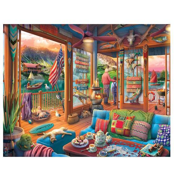 White Mountain Jigsaw Puzzle | Lakeside Cabin 1000 Piece