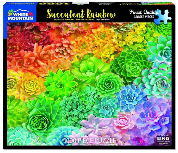 White Mountain Puzzle Succulent Rainbow 1000 Piece Jigsaw Puzzle