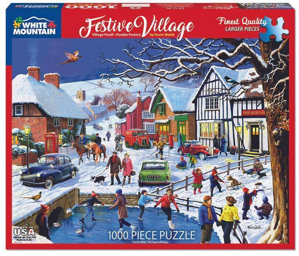 White Mountain Puzzles Festive Village 1000 Piece Puzzle