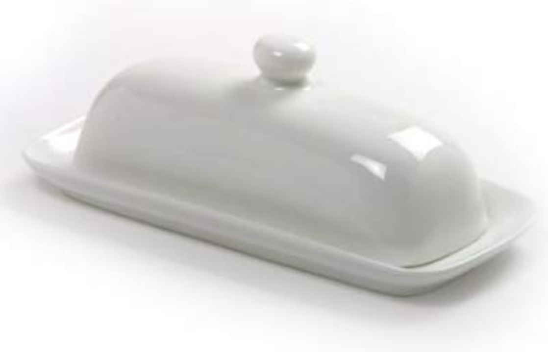 White Porcelain Butter Dish with Lid