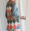 Women's Argyle Color Block Top | Vintage Olive