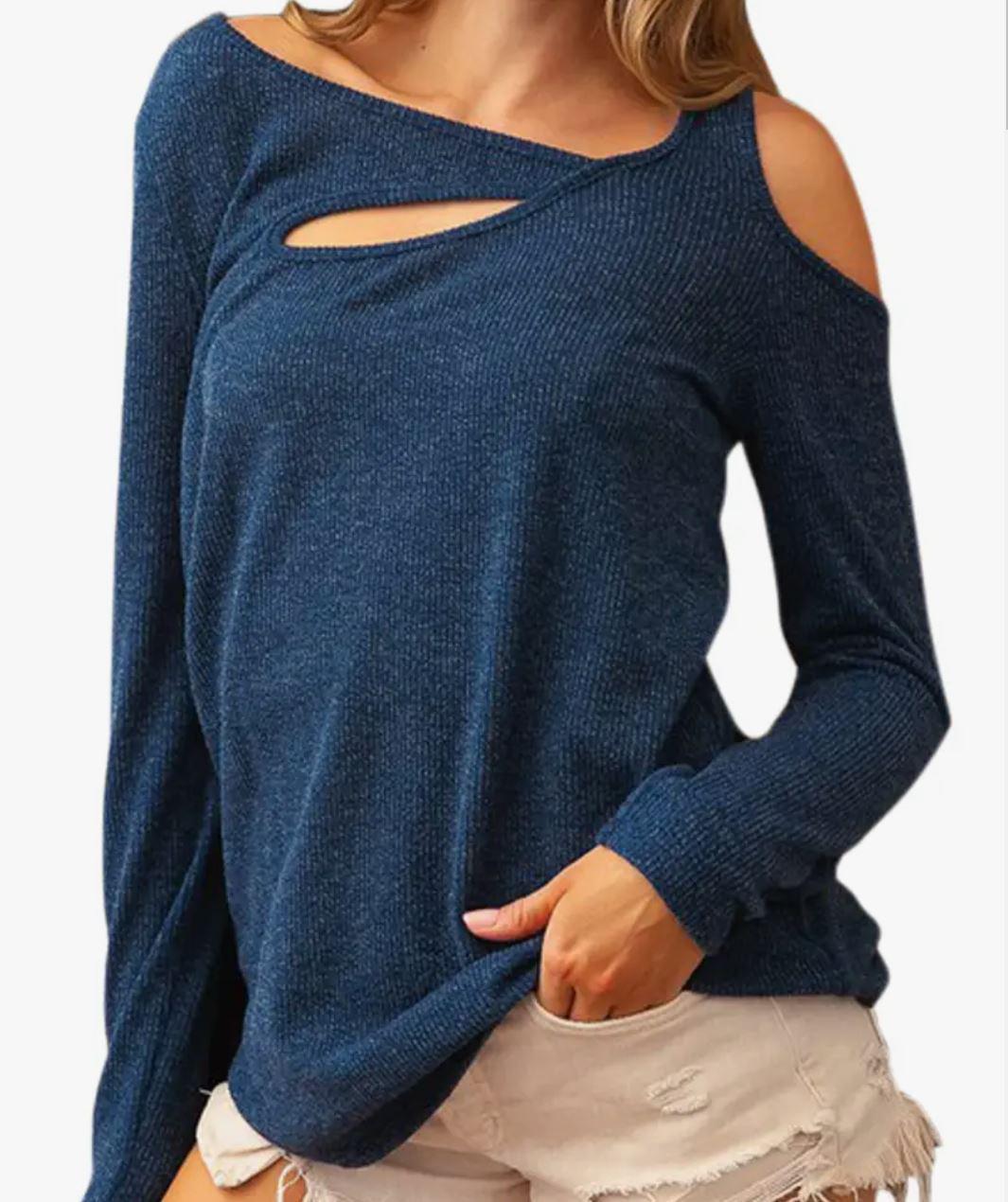 Women's Asymmetric Front Cut Out Top