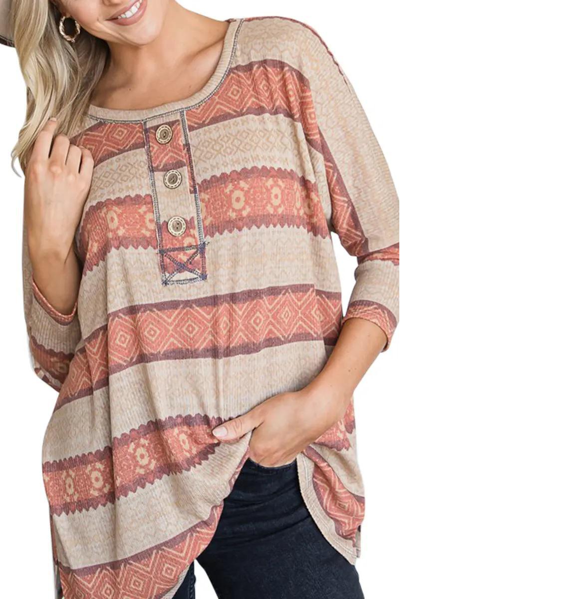 Women's Aztec Print Top | Rust