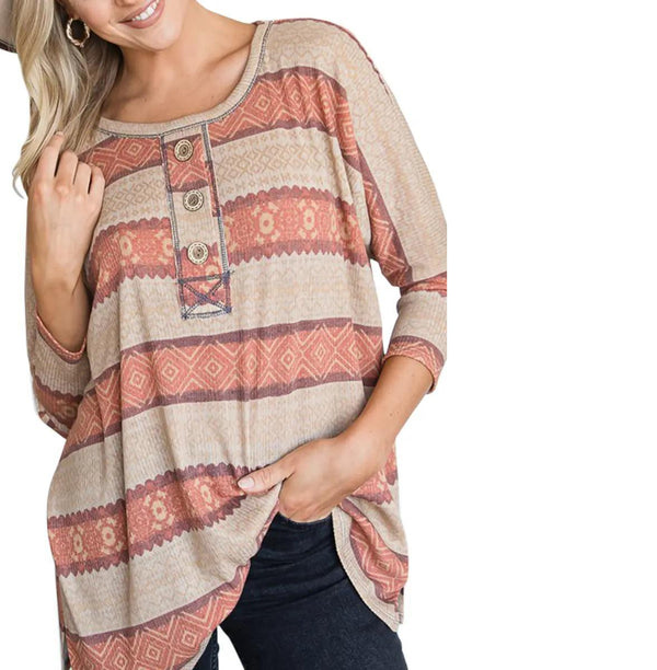 Women's Aztec Print Top | Rust