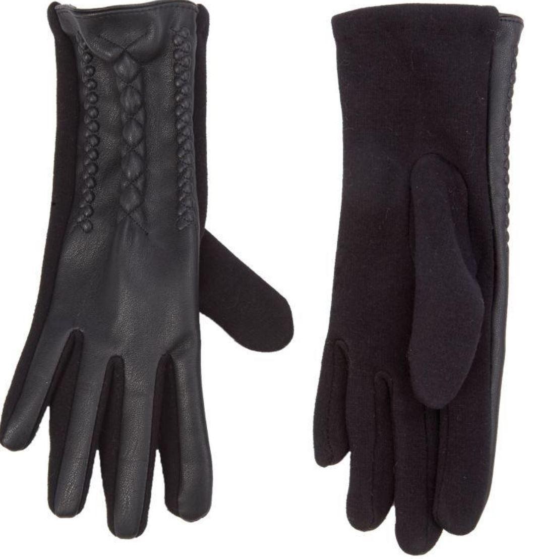 Women's Black Faux Leather Gloves