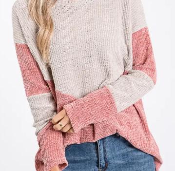 Women's Chunky Velvet Sweater | Mauve