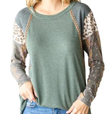 Women's Colorblock Raglan Sleeve Top | Olive