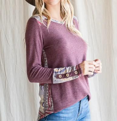 Women's Floral Block Top | Vintage Burgundy