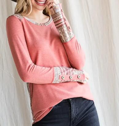 Women's Floral Block Top | Vintage Rust