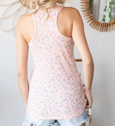 Women's Floral Knit Tank Top | Bubble Pink