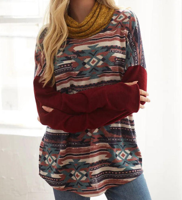 Women's Iris Aztec Cowlneck Pullover