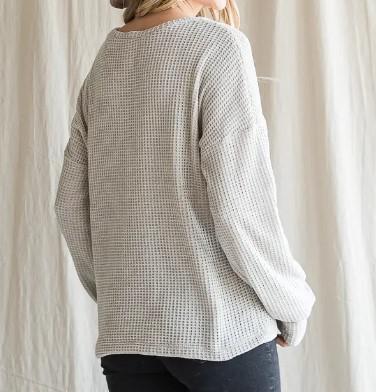 Women's Knitted Drop Shoulder Top | Silver