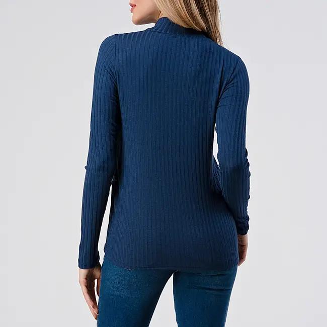 Women's Mock Neck Relaxed Fit Top | Navy