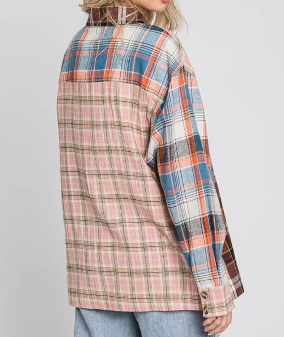 Women's Multi Color Plaid Flannel Top