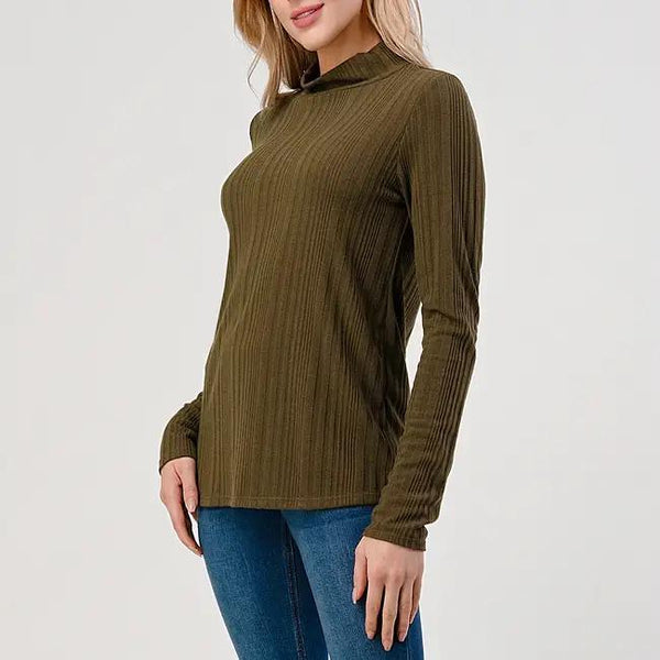 Women's Relax Fit Mock Neck Top | Olive