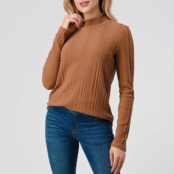 Women's Relax Fit Mock Neck Top | Toffee