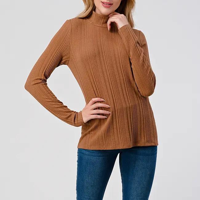 Women's Relax Fit Mock Neck Top | Toffee