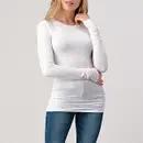 Women's Round Neck Long Sleeve Top | White