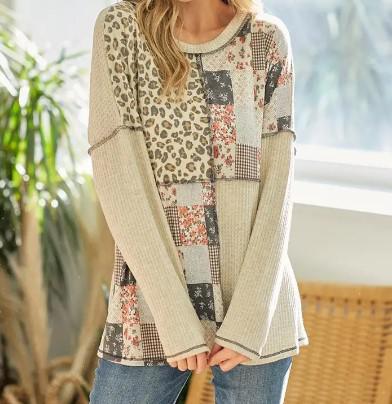 Women's Tara Patchwork Top | Oatmeal