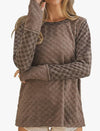 Women's Top Mocha Brushed Checkerboard Pattern