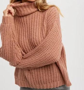 Women's Turtle Neck Pullover | Dusty Rose