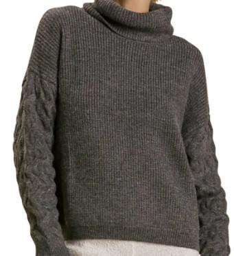 Women's Turtle Neck Pullover Sweater | Charcoal
