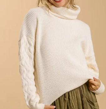 Women's Turtle Neck Pullover Sweater | Ivory