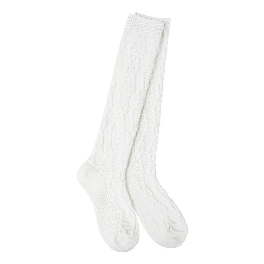 World's Softest® Cable Knee-high Socks White