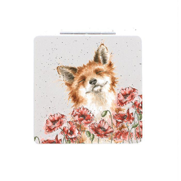 Wrendale Compact Mirror | Fox in a Poppy Field